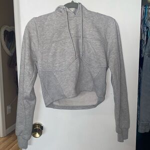 gray structured crop hoodie